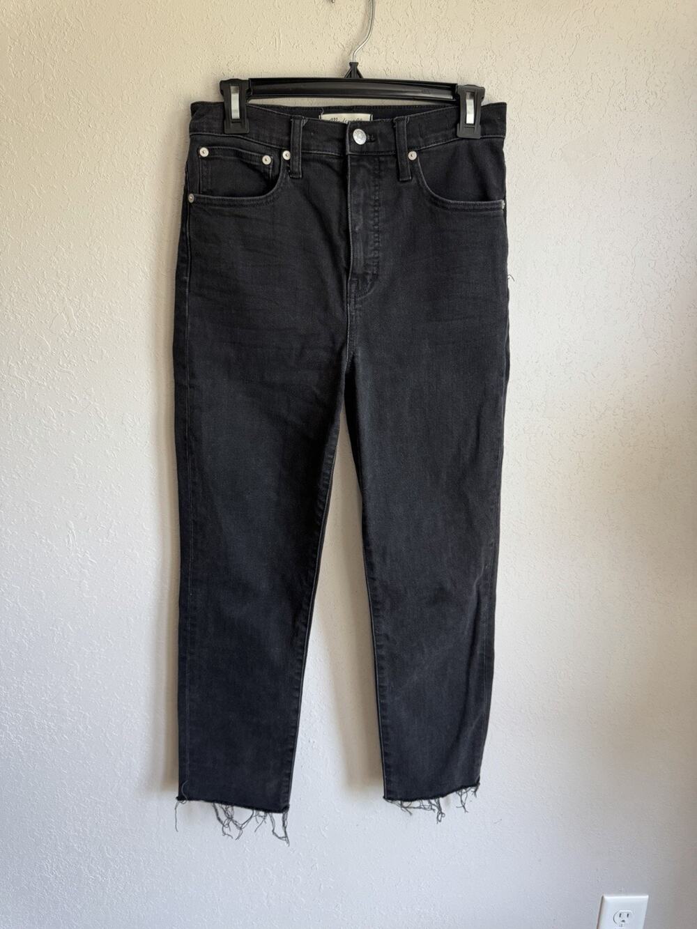 Madewell Black Denim High Rise Classic Straight Leg Jeans Women 26 Casual Grunge